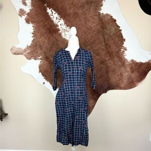 RANGMANCH Blue & Pink Boho Tunic Dress Linen Sz Small